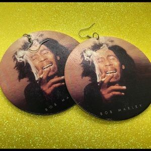 Bob Marley Oversized Wooden Earring